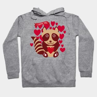 Cute raccoon with red heart Hoodie